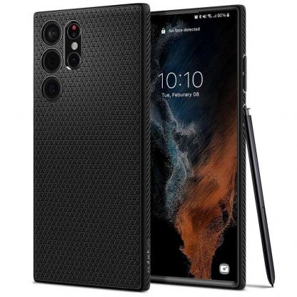 Spigen Liquid Air Case - силиконов (TPU) калъф с висока степен на защита за Samsung Galaxy S22 Ultra (черен)
