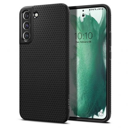 Spigen Liquid Air Case - силиконов (TPU) калъф с висока степен на защита за Samsung Galaxy S22 Plus (черен)
