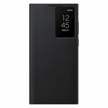 Samsung Clear View Cover EF-ZS908CBEGEE - оригинален кейс с антибактериално покритие, през който виждате информация от дисплея за Samsung Galaxy S22 Ultra (черен)