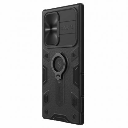 Nillkin CamShield Armor Hard Case - хибриден удароустойчив кейс с пръстен против изпускане за Samsung Galaxy S22 Ultra (черен)