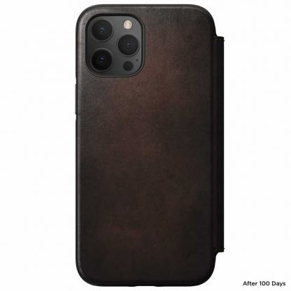 Nomad Folio Leather Rugged Case - кожен (естествена кожа) калъф, тип портфейл за iPhone 12 Pro Max (кафяв)