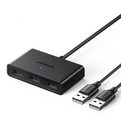 Ugreen USB-A 2.0 Hub 3-port Switch Box - 3-портов USB 2.0 хъб за компютри и лаптопи с USB-A с възможност за превключване между два компютъра (150 см) (черен)