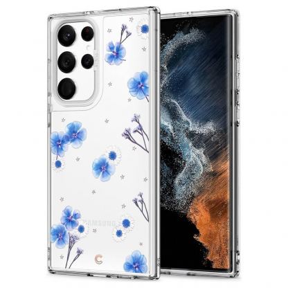 Spigen Cyrill Cecile Case Blue Spring - хибриден кейс с висока степен на защита за Samsung Galaxy S22 Ultra (цветни мотиви)