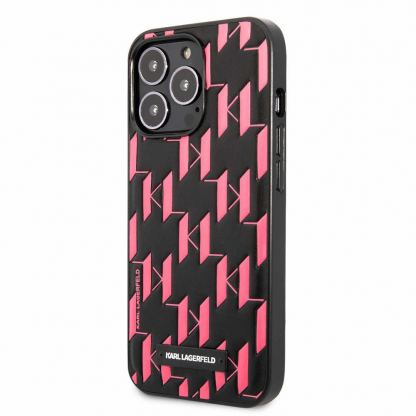 Karl Lagerfeld Monogram Plaque Case - дизайнерски кожен кейс за iPhone 13 Pro Max (черен)