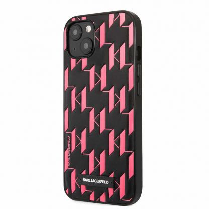 Karl Lagerfeld Monogram Plaque Case - дизайнерски кожен кейс за iPhone 13 mini (черен)