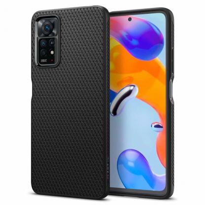 Spigen Liquid Air Case - силиконов (TPU) калъф с висока степен на защита за Xiaomi Redmi Note 11 Pro 5G (черен-мат) 