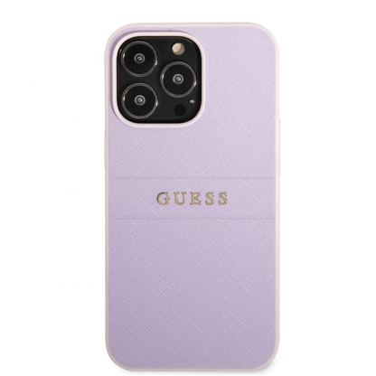 Guess Saffiano PU Leather Hard Case - дизайнерски кожен кейс за iPhone 13 Pro Max (лилав)