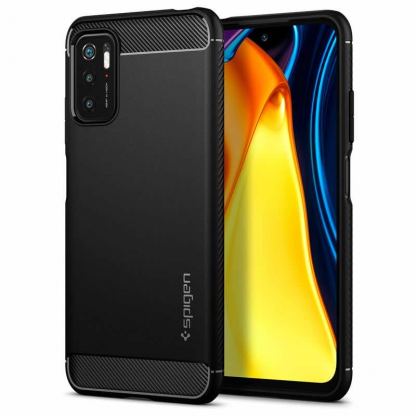 Spigen Rugged Armor Case - тънък качествен силиконов (TPU) калъф за Xiaomi RedMi Note 10 5G, Poco M3 Pro 5G (черен)