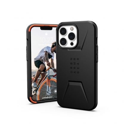 Urban Armor Gear Civilian MagSafe Case - удароустойчив хибриден кейс с вграден магнитен конектор (MagSafe) за iPhone 13 Pro (черен)