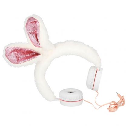 Gjby Plush Rabbit Kids On-Ear Headphones - слушалки подходящи за деца за мобилни устройства (бял)