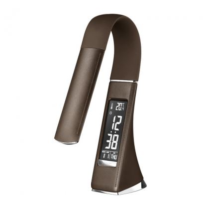 Platinet Desk Lamp Clock Calendar Display 7W - настолна LED лампа с алармен часовник и календар (кафяв)