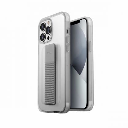 Uniq Heldro Mount Case - хибриден удароустойчив кейс с лента за ръка за iPhone 13 Pro (прозрачен-мат)