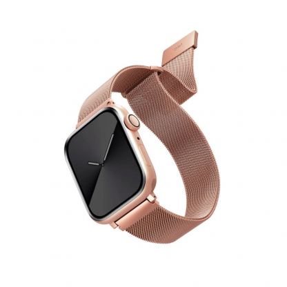 Uniq Dante Milanese Magnetic Stainless Steel Band - стоманена, неръждаема каишка за Apple Watch 38мм, 40мм, 41мм (розово злато)