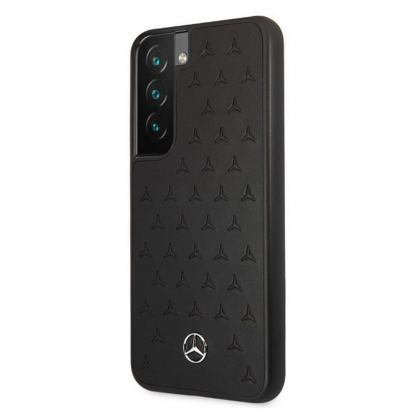 Mercedes-Benz Genuine Leather Quilted Hard Case - дизайнерски кожен кейс (естествена кожа) за Samsung Galaxy S22 (черен)