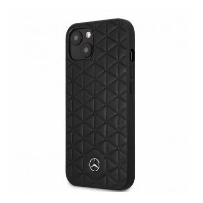 Mercedes-Benz Genuine Leather Quilted Hard Case - дизайнерски кожен кейс (естествена кожа) за iPhone 13 mini (черен)