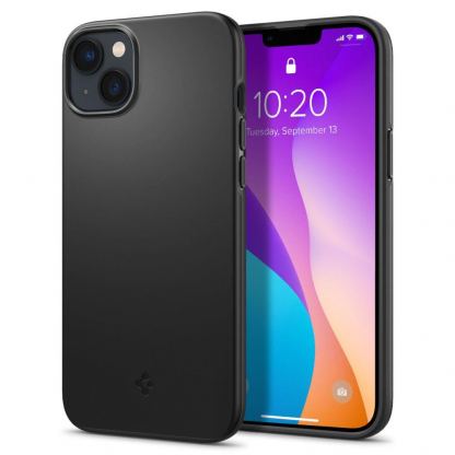 Spigen Thin Fit Case - качествен тънък матиран кейс за iPhone 14 Plus (черен)