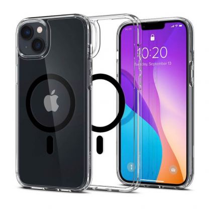 Spigen Ultra Hybrid MagSafe Case - хибриден кейс с висока степен на защита с MagSafe за iPhone 14 (черен-прозрачен) 