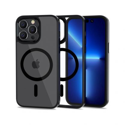 Tech-Protect MagMat MagSafe Case - хибриден удароустойчив кейс с MagSafe за iPhone 14 Pro Max (черен-прозрачен)