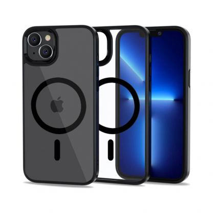 Tech-Protect MagMat MagSafe Case - хибриден удароустойчив кейс с MagSafe за iPhone 14 (черен-прозрачен)