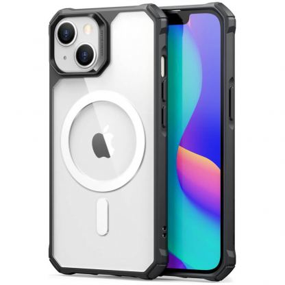 ESR Air Armor HaloLock MagSafe Case - хибриден удароустойчив кейс с MagSafe за iPhone 14 Plus (черен-прозрачен)