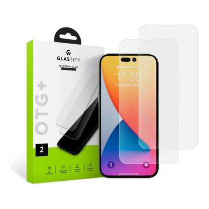 Glastify OTG Plus 2.5D Tempered Glass 2 Pack - 2 броя калени стъклени защитни покрития за дисплея на iPhone 14 Pro Max (прозрачен)