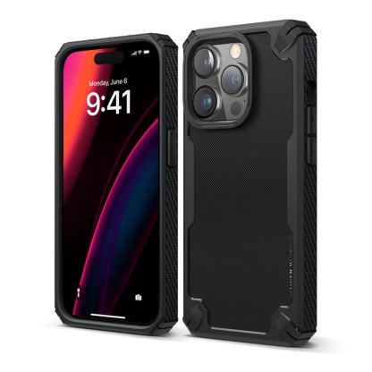 Elago Armor Case - удароустойчив силиконов (TPU) калъф за iPhone 14 Pro (черен)