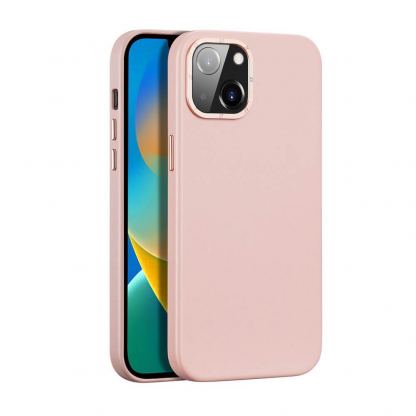 Dux Ducis Grit Faux Leather MagSafe Case - дизайнерски кожен кейс с MagSafe за iPhone 14 (розов)