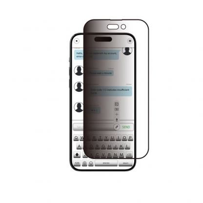 SwitchEasy Glass Privacy Full Cover Tempered Glass - калено стъклено защитно покритие с определен ъгъл на виждане за дисплея на iPhone 14 Pro (черен-прозрачен)