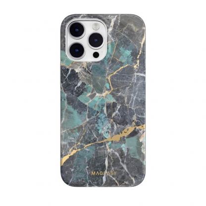 Mageasy Marble Case - дизайнерски хибриден удароустойчив кейс за iPhone 14 Pro Max (син) 