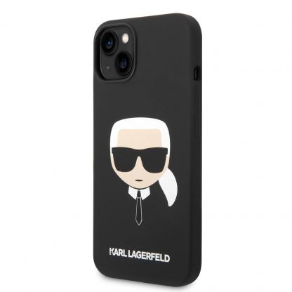 Karl Lagerfeld Liquid Silicone Karl Head Case - дизайнерски силиконов кейс за iPhone 14 Plus (черен)