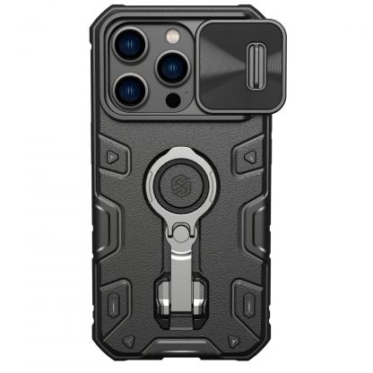 Nillkin CamShield Armor Pro Hard Case - хибриден удароустойчив кейс с пръстен против изпускане за iPhone 14 Pro (черен)