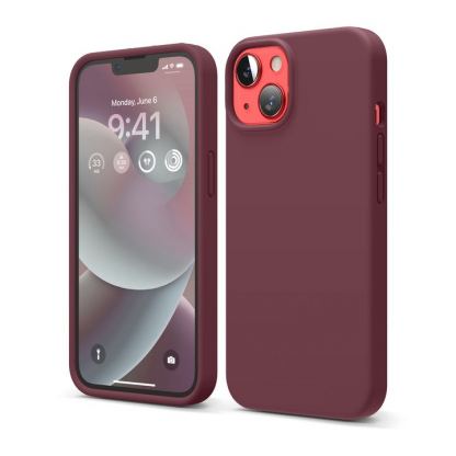 Elago Soft Silicone Case - силиконов (TPU) калъф за iPhone 14 (бургунди)