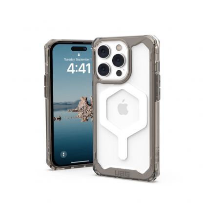 Urban Armor Gear Plyo MagSafe Case - удароустойчив хибриден кейс за iPhone 14 Pro (черен-прозрачен)