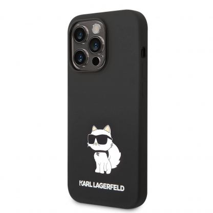 Karl Lagerfeld Liquid Silicone Choupette NFT Case - дизайнерски силиконов кейс за iPhone 14 Pro Max (черен)
