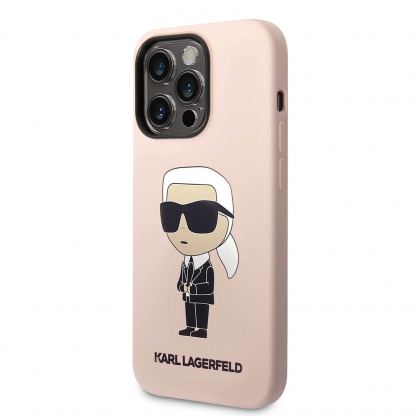 Karl Lagerfeld Liquid Silicone Ikonik NFT Case - дизайнерски силиконов кейс за iPhone 14 Pro Max (розов)