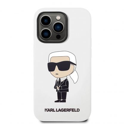Karl Lagerfeld Liquid Silicone Ikonik NFT Case - дизайнерски силиконов кейс за iPhone 14 Pro Max (бял)