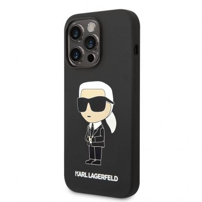 Karl Lagerfeld Liquid Silicone Ikonik NFT Case - дизайнерски силиконов кейс за iPhone 14 Pro Max (черен)