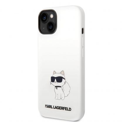 Karl Lagerfeld Liquid Silicone Choupette NFT Case - дизайнерски силиконов кейс за iPhone 14 (бял)
