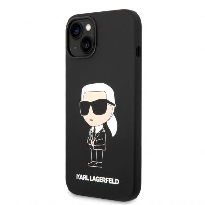 Karl Lagerfeld Liquid Silicone Ikonik NFT Case - дизайнерски силиконов кейс за iPhone 14 (черен)