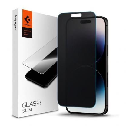 Spigen Glass.Tr Slim Privacy Tempered Glass - калено стъклено защитно покритие с определен ъгъл на виждане за дисплея за iPhone 14 Pro