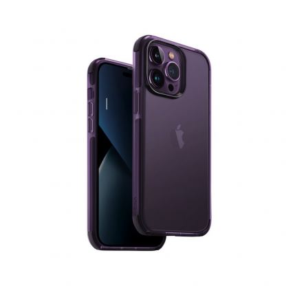 Uniq Combat Case - хибриден удароустойчив кейс за iPhone 14 Pro (лилав-прозрачен)