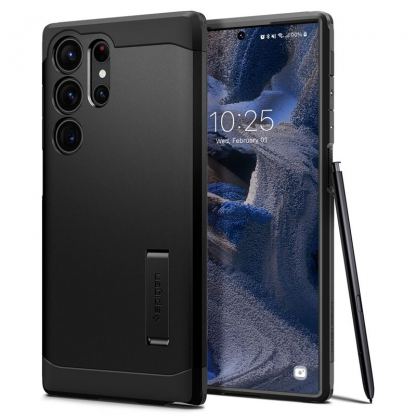 Spigen Tough Armor Case - хибриден кейс с най-висока степен на защита за Samsung Galaxy S23 Ultra (черен)