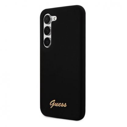 Guess Liquid Silicone Metal Logo Case - силиконов (TPU) калъф за Samsung Galaxy S23 Plus (черен) 