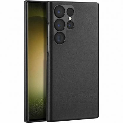 Dux Ducis Grit Faux Leather Case - дизайнерски кожен кейс за Samsung Galaxy S23 Ultra (черен)