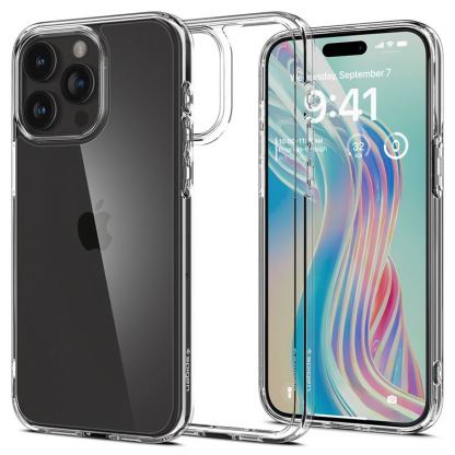 Spigen Crystal Hybrid Case - хибриден кейс с висока степен на защита за iPhone 15 Pro (прозрачен)	