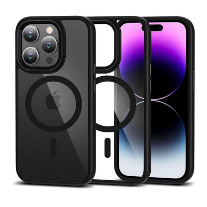 Tech-Protect MagMat MagSafe Case - хибриден удароустойчив кейс с MagSafe за iPhone 15 Pro (черен-прозрачен)