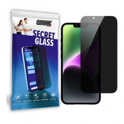 GrizzGlass SecretGlass Privacy Hybrid Screen Protector - хибридно защитно покритие с определен ъгъл на виждане за дисплея на iPhone 15 Plus (прозрачно) 