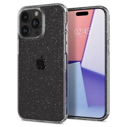 Spigen Liquid Crystal Glitter Case - тънък силиконов (TPU) калъф за iPhone 15 Pro (прозрачен) 
