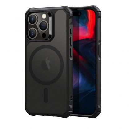 ESR Air Armor HaloLock MagSafe Case - хибриден удароустойчив кейс с MagSafe за iPhone 15 Pro (черен-мат)