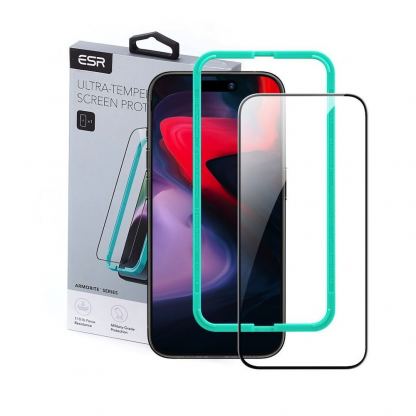 ESR Armorite 3D Full Cover Tempered Glass - калено стъклено защитно покритие за дисплея на iPhone 15 Pro (черен-прозрачен)